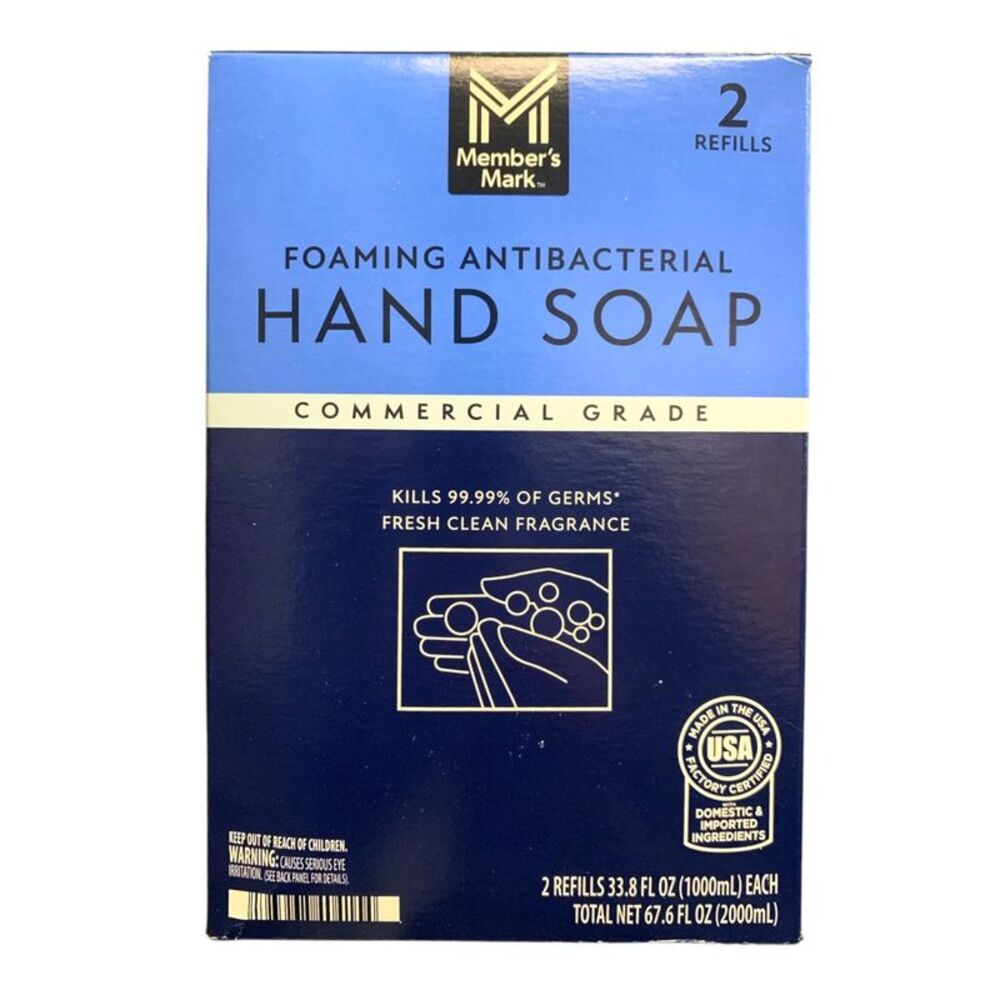Member's Mark Antibacterial Foaming Hand Soap, 33.8 Fluid Ounce Refills (2 Pack)